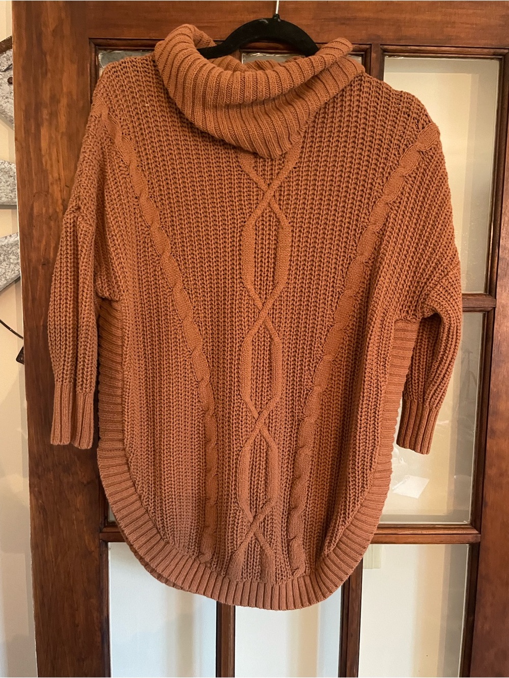 Express Cable Knit Turtleneck Sweater - Rust Orange